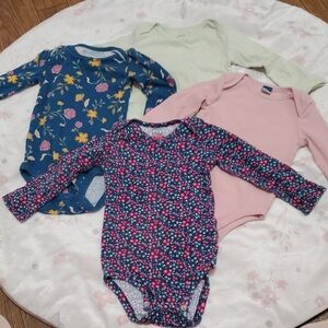 Carters, Old Navy, And Child Of Mine Baby Girls Long Sleeve Onesies Set
